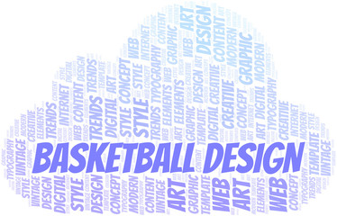 Basketball Design word cloud. Wordcloud made with text only.