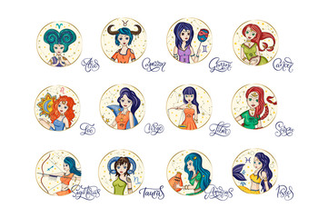 Zodiac Girl Vector Sign.