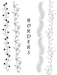 Graphic designed black and white flora borders. Graphic flora borders for cards, notebooks, sketches, diaries, planers.