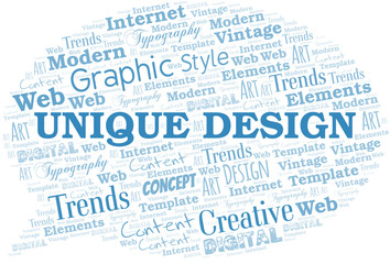 Unique Design word cloud. Wordcloud made with text only.