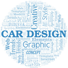 Car Design word cloud. Wordcloud made with text only.