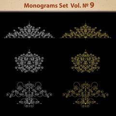 Set of page decoration elements or monograms. Can be used for designing books, cards, menus, advertisments, tattoo etc.