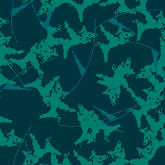 UFO camouflage of various shades of beetle wing, bottle green and harbor blue colors