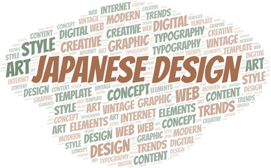Japanese Design word cloud. Wordcloud made with text only.