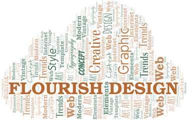 Flourish Design word cloud. Wordcloud made with text only.
