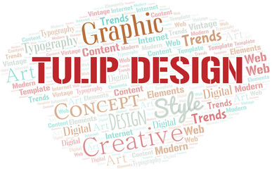 Fototapeta premium Tulip Design word cloud. Wordcloud made with text only.