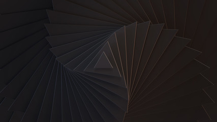 Black background of different scale triangles. 3D illustration