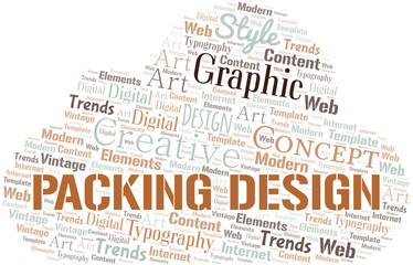 Packing Design word cloud. Wordcloud made with text only.