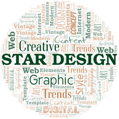 Fototapeta premium Star Design word cloud. Wordcloud made with text only.