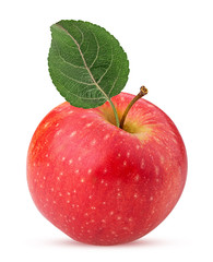 Red apple with leaf