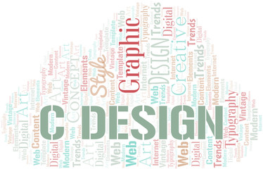Obraz premium C Design word cloud. Wordcloud made with text only.