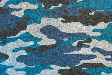 Blue black camouflage fabric texture background - obrazy, fototapety, plakaty