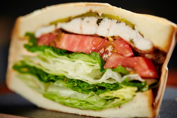 sandwich with ham and vegetables