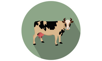 Black and White Cow Cattle farm animal Vector illustration