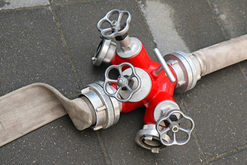 Hose of the firefighter truck