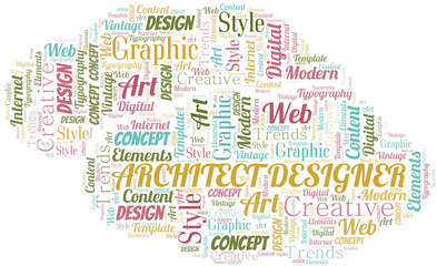 Architect Designer word cloud. Wordcloud made with text only.