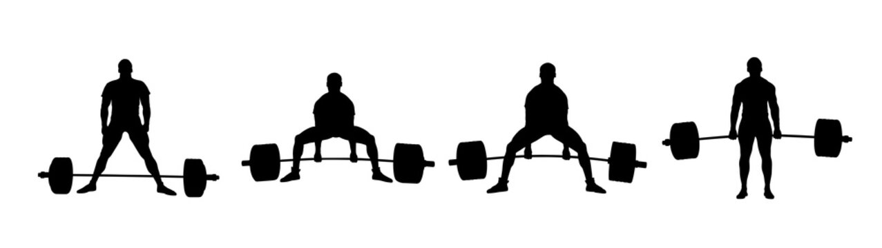 Set Powerlifting Athlete Powerlifter Exercise Deadlift Black Silhouette