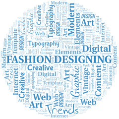 Fototapeta premium Fashion Designing word cloud. Wordcloud made with text only.