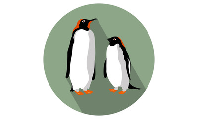 Two Penguins Vector Illustration / Flat Icons