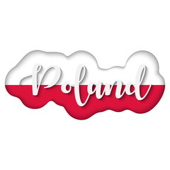 Poland lettering over flag. Flag of Poland vector illustration logo