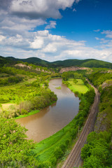 View from the hill into the valley with the Berounka river.
