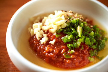 Korean chili paste sauce with sesame and spring onion