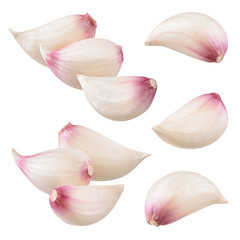 Garlic cloves. Garlic isolated. With clipping path. Collection.