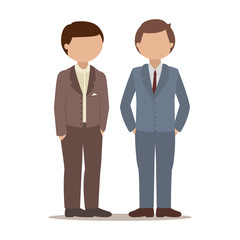 Two office workers in suits. Vector illustration.