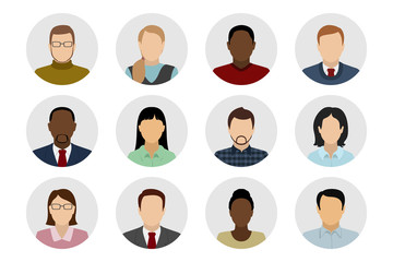 Set of abstract male and female icons. Vector.