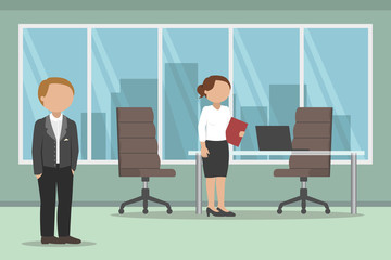 Obraz premium Working day in office. Vector illustration.