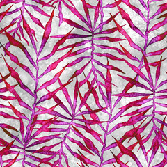 Tropical seamless pattern. Watercolor thorny palm 