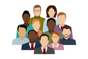 Group of different people. Office team. Vector illustration.
