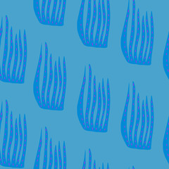 Fototapeta na wymiar Blue river herb grass abstract seamless pattern