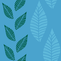 Fototapeta na wymiar Blue green leaf grass stream seamless pattern