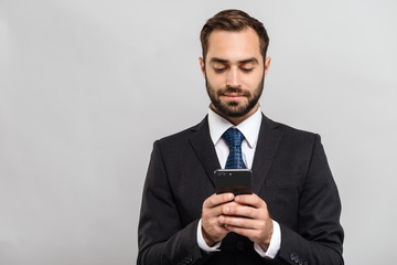 Attractive young businessman wearing suit