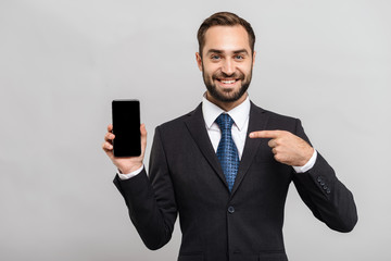 Attractive young businessman wearing suit