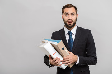 Attractive young businessman wearing suit