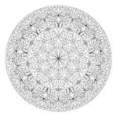Black and white geometrical mandala pattern
