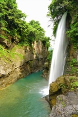 Fototapeta na wymiar waterfall in deep forest at japan