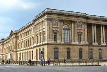 Fototapeta na wymiar PARIS, FRANCE -MAY 25, 2019 - The Colonnade of Claude Perrot is the most eastern facade of the Louvre Palace in Paris. 