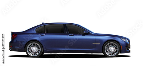 blue passenger car side view