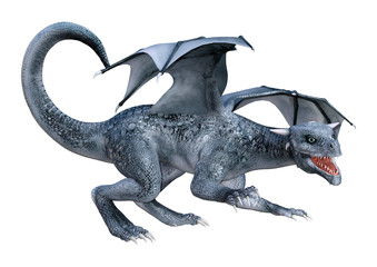 3D Rendering Fairy Tale Dragon on White