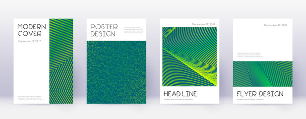 Minimal brochure design template set. Green abstra