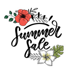 Obraz premium Vector word sale .Letters made of flowers and leaves Summer sale Holiday Flyer Banner Poster Summer sales