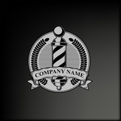 Vintage Barbershop company logo with black background