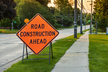 road construction sign by the road sign © Mark