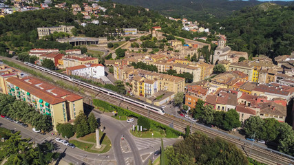 Aerial view in Girona, city of Catalonia,Spain. Drone Photo