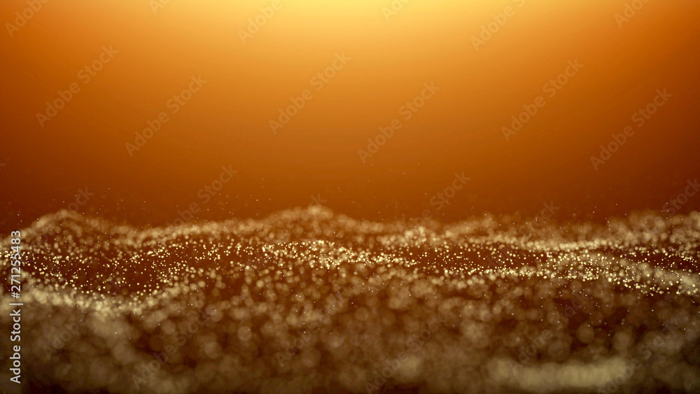 Aufkleber golden particle bokeh with warm light