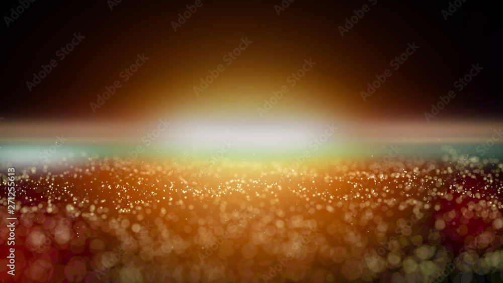 Aufkleber golden particle bokeh with warm light