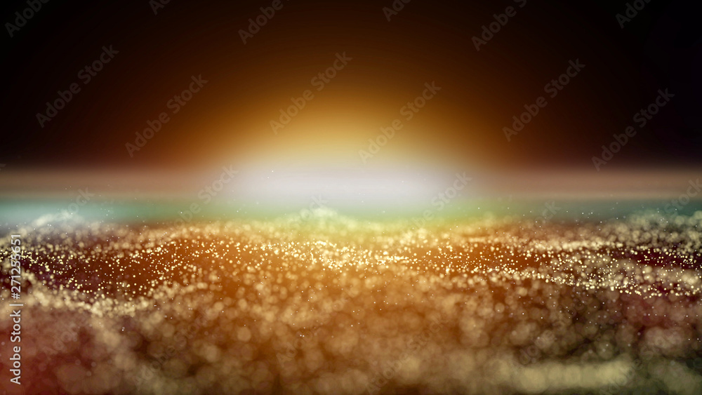 Aufkleber golden particle bokeh with warm light
